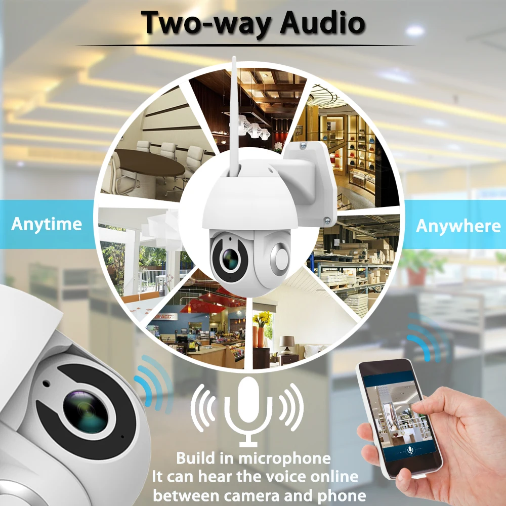 Security Dome Camera 1080P Waterproof Smart Wireless Camera PTZ 360 Motion Sensor Outdoor Dome Camera with TF card slot APP V380