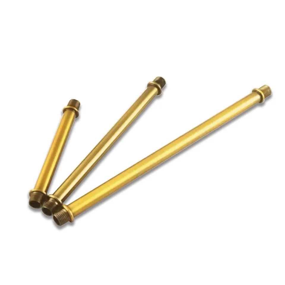 2pcs Retro Gold Ancient M10 Outer Teeth Double Head Metal Hollow Straight Tube Table Lamp Lamp Holder Connection Tube DIY table lamp