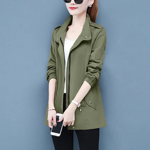 Высокое качество Тренч Женский осень зима плюс размер верхняя одежда женский Повседневный Тренч армейский зеленый длинная верхняя одежда - Цвет: Army Green