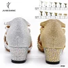 Ballroom Dance Shoes Women Rhinestone Dance Shoes Tango Dance Shoes Salsa Latin Shoes Middle Heel Silver Gold JuseDanc 5