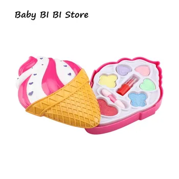 

Kids Girl Princess Makeup Cosmetic Suit Toys Box Ice Cream Shaped Beauty Bag Pretend Play for Travel