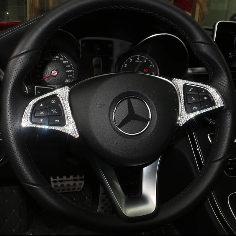Применимый Benz C Класс E Класс C 200L E300L GLC рулевое колесо Кнопка украшение рамка с инкрустацией стразами внутренняя отделка