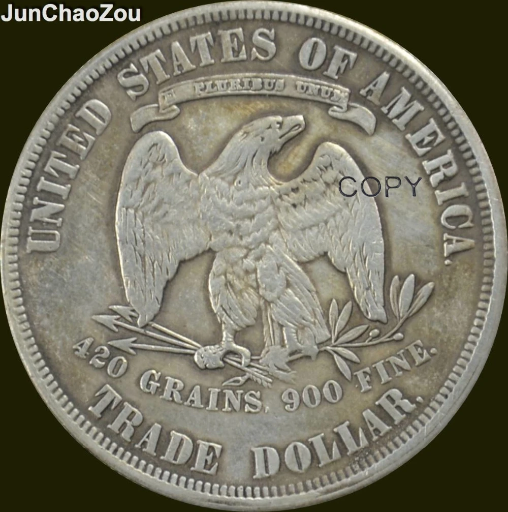 Соединенные Штаты Америки 1873 CC сидящий Liberty медная Посеребренная торговая копия доллара монеты