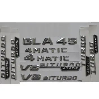 

3D Chrome Trunk Fender Badge For Mercedes Benz W156 X156 GLA35 GLA45 AMG Emblem V8 BITURBO TURBO 4MATIC Emblems