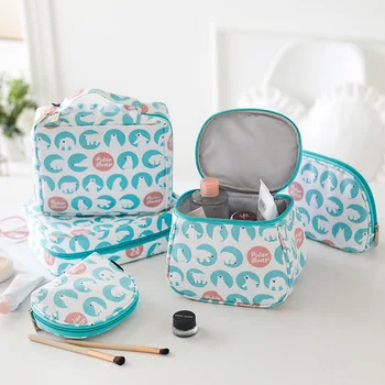 

Cartoon Waterproof Cosmetic Bag Girl Suitcase Organizer Portable Women's Toiletry Wash Bag Makeup Sanitary Pad Case Accessories