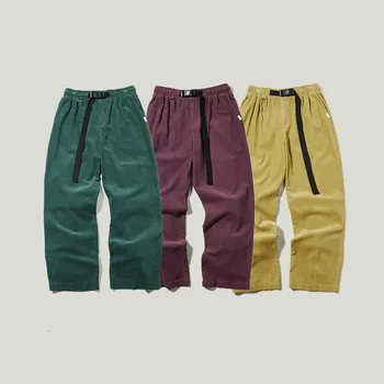 

2019 Autumn Men's Corduroy Fabric High Waist Wide Leg Pants Western Style Casual Pants Loose Tide Male Streetwear Haren Pants