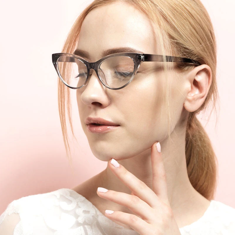 Oculos grau feminino очки прозрачные, оправа оптические прозрачные линзы TR 90 кошачьи очки lentes opticos para mujer - Цвет оправы: gray