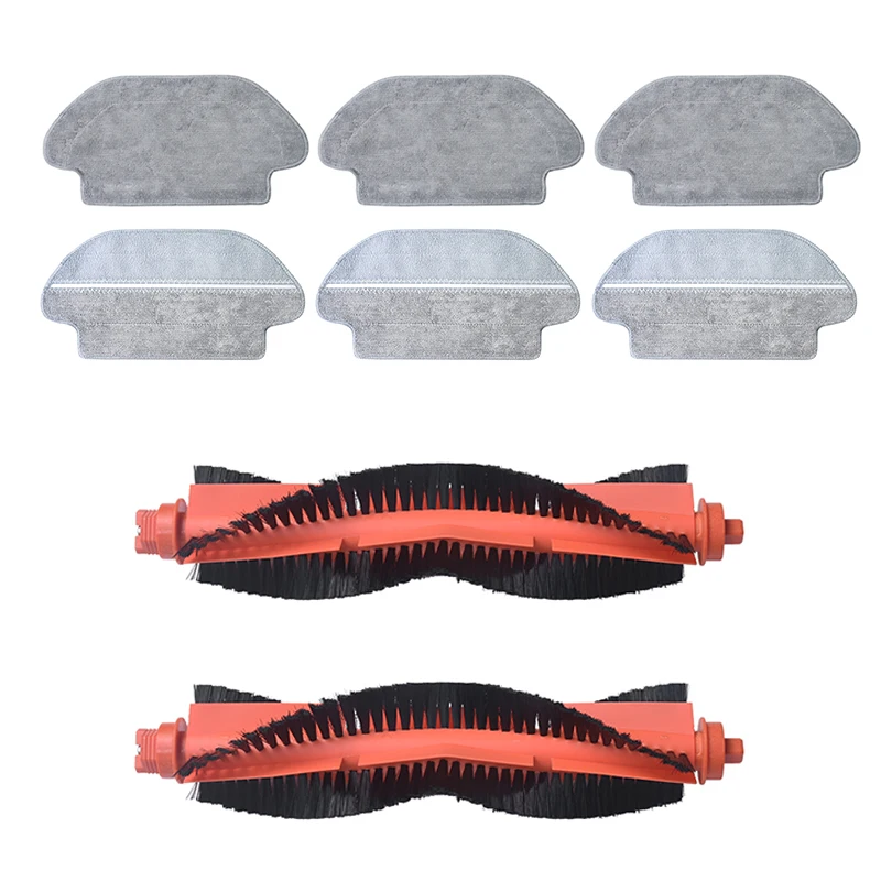

2 Roller Brush + 6 Mop Cloths Pad for Xiaomi STYJ02YM Robot Vacuum Cleaner Replacement Parts Accessories