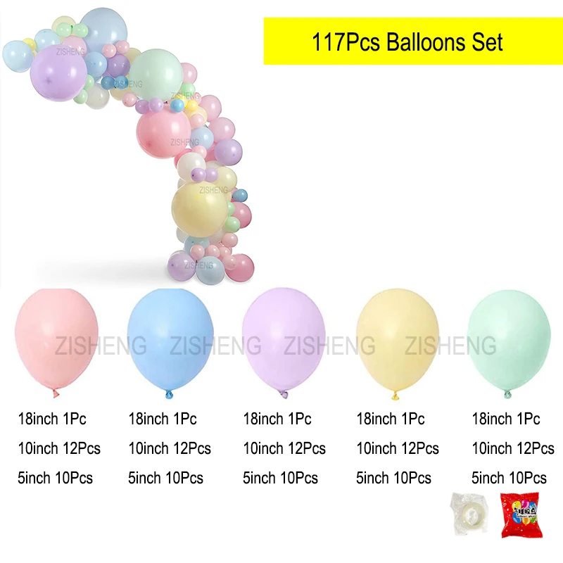 117pcs Unicorn Balloon Garland Kit Candy Balloon Arch Baby Shower Theme  Party Supplies Rainbow Girl Birthday Backdrop Decoration