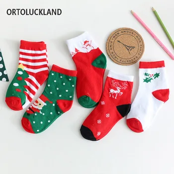 

Children Kids Pack of 5 Organic Cotton Socks Cute Christmas Pattern Warm Baby Socks Christmas New Year Gifts for Boys and Girls