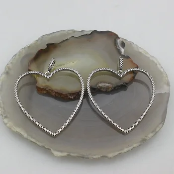 

40*40mm 5pcs/lot Heart shape cz pendant,open heart shape antique silver color cz charm,handmade diy necklace jewelry component