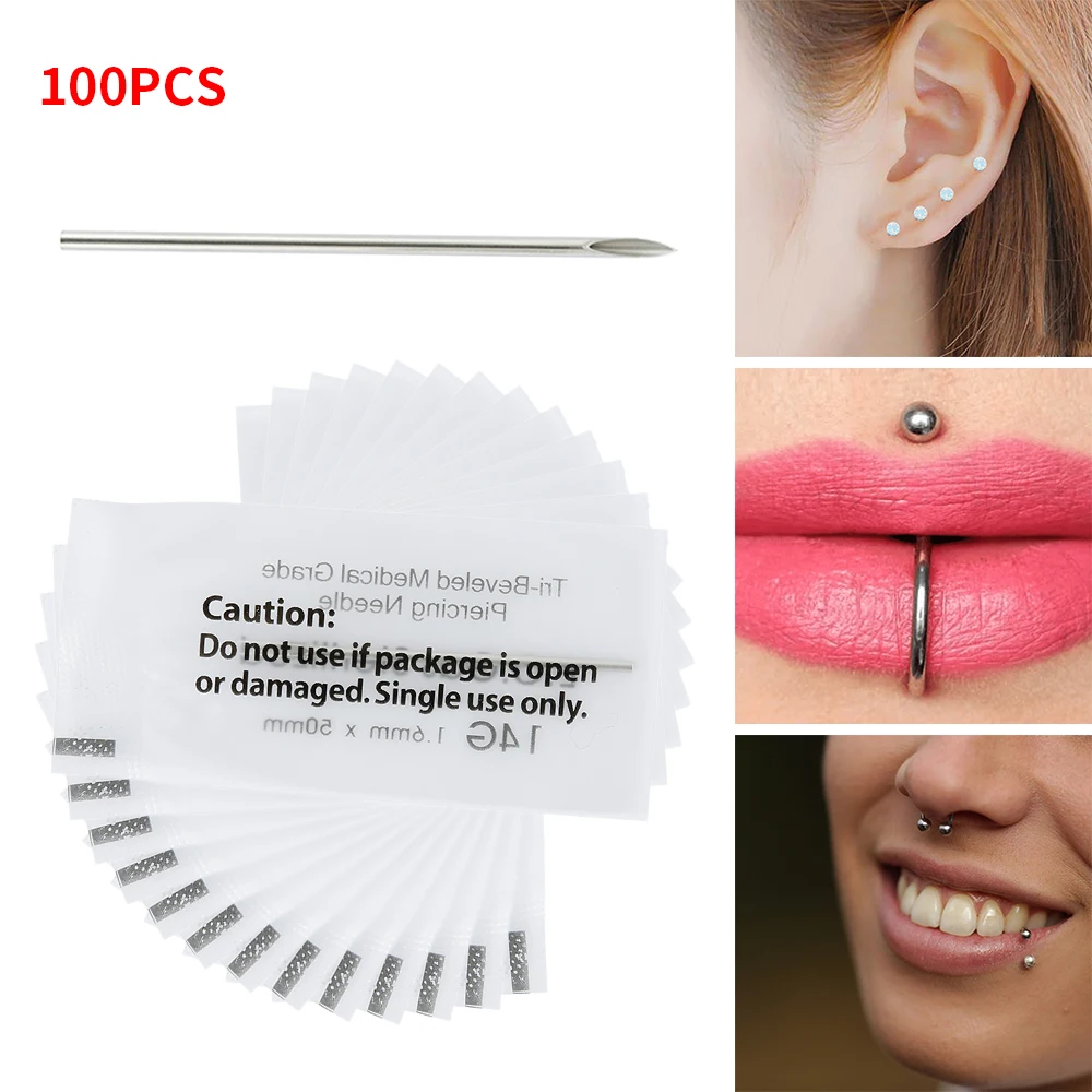 100 шт, 14 г, пирсинг для пирсинга, Naalden Medische, пирсинг для пирсинга, Naalden, для пупка, Tepel Oor, Neus, иглы для пирсинга губ