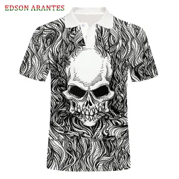 

Horror Halloween Men's Short Sleeve Polo Shirts 3D Printed demon Skull Hip hop streetwear Tops Tees Men Casual loose Polo Shirts