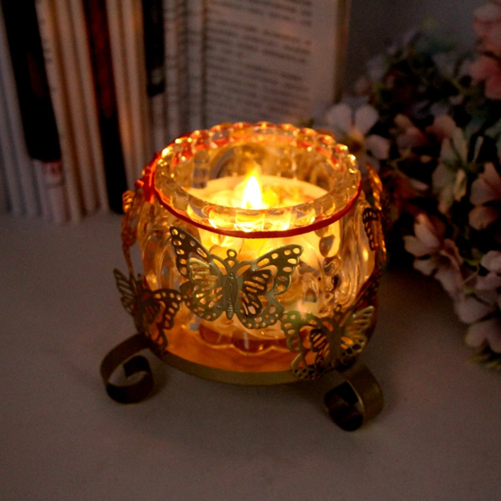 

INS Northern Europe Gold Iron Art Candle Holder Butterfly Metal Candle Cup Wedding Props Home Decoration Bedroom Decoration