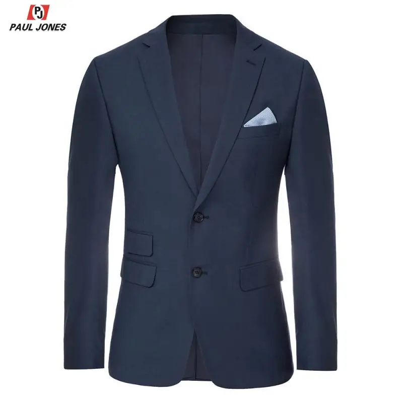 

PAUL JONES Blazer Men Casual Two-Button Blazer Coat Slim Fit Notch Lapel Back Split Suit Jacket Solid Color Buisness Blazer Suit