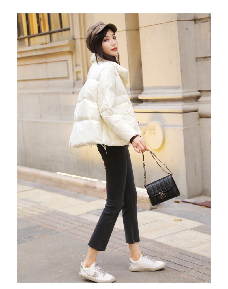 Casual Fashion Down Jacket Female Winter New White Duck Down Overcoat Loose Thick Warm Stand Collar Coat Female ZZZ191