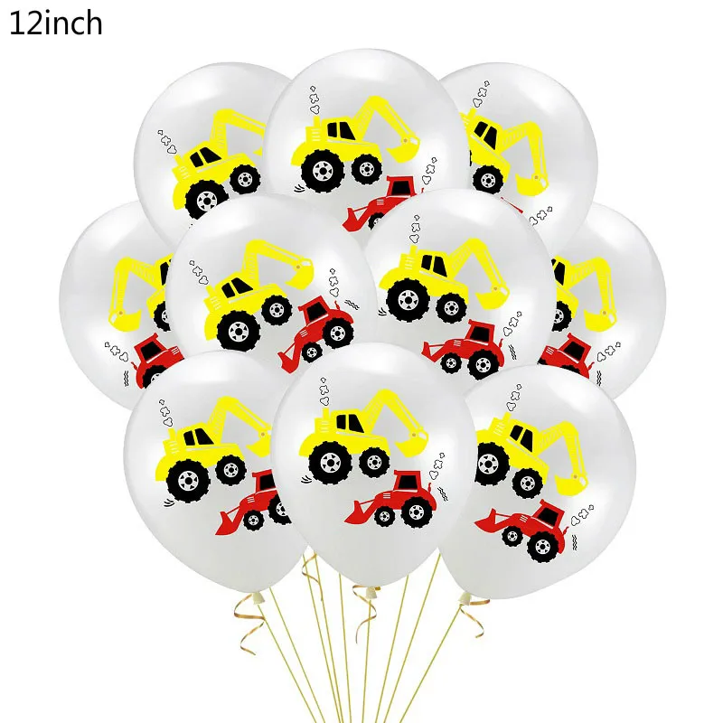 Детские вечерние украшения строительный автомобиль экскаватор посуда набор воздушный шар Globos торт Топпер баннер для дня рождения свадьба - Цвет: 10pcs White Balloon