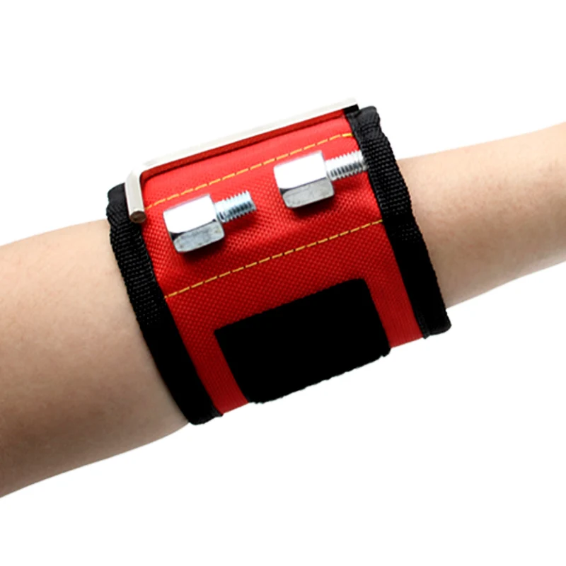 

Portable Three-grid magnetic wristbandToolkit Strong Magnets WristbandElectrician Tool Belt Screws Nails Bits Drill Repair Tools