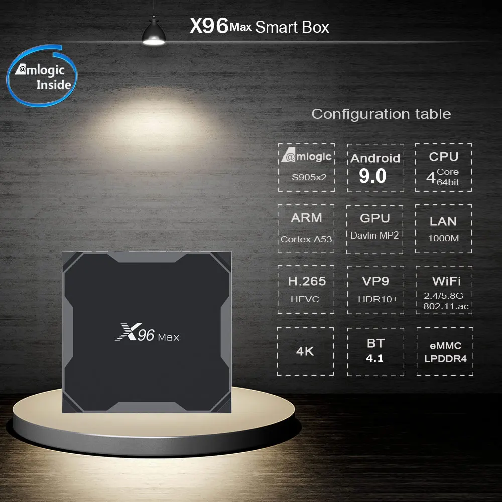 Подлинная X96 MAX Smart tv Box Amlogic S905X2 Android 9,0 LPDDR4 4 Гб ОЗУ 64 Гб ПЗУ 2,4G/5G двойной wifi 1000M Lan BT 4K медиаплеер