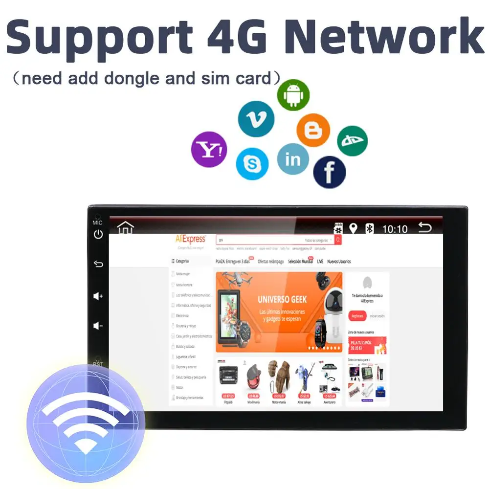 Discount HD 1024*600 android 9.0 2din car dvd radio player for universal car gps navigation player autoradio WIFI BLUETOOTH 3/4G free cam 3