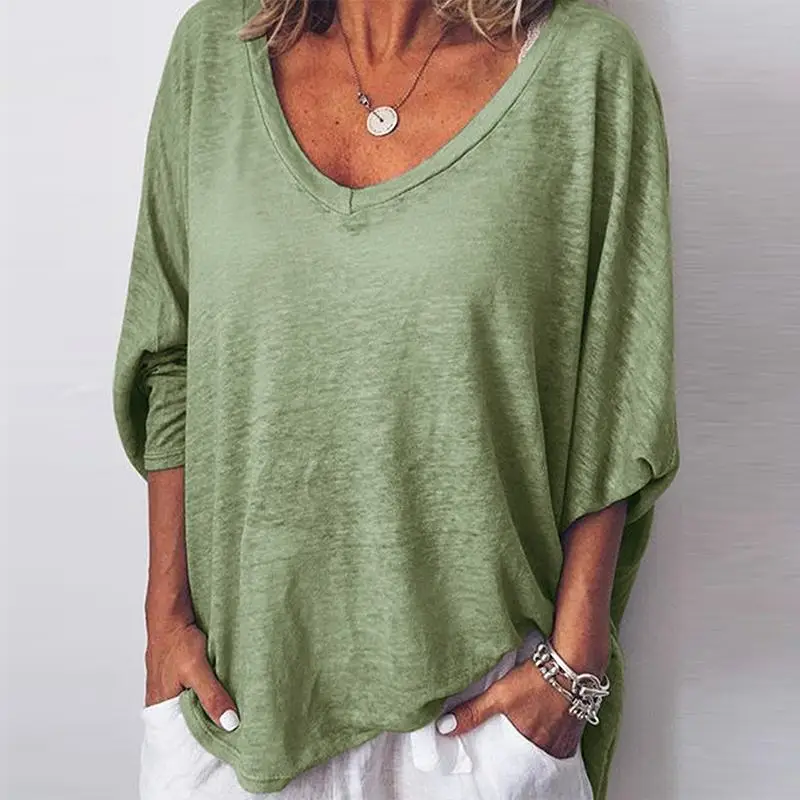 Элегантная блузка с v-образным вырезом Женские топы Осень ZANZEA повседневные однотонные женские рубашки с длинными рукавами плюс размер туника Chemise
