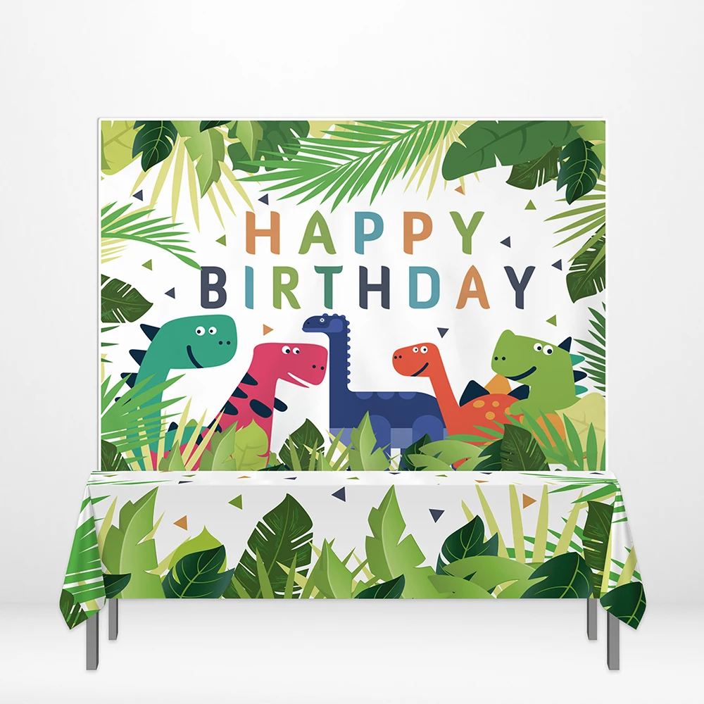 

Allenjoy Jungle Party Curtains Cartoon Dinosaur Lion Deer Forest Tablecovers Supplies Happy Birthday Party DIY Activities Decor