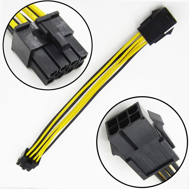 Мини двойной 4/6Pin до 8Pin PCI PCI-E Express источник питания aux кабель женский/мужской 20 см для Bitcoin BTC Mining проектор