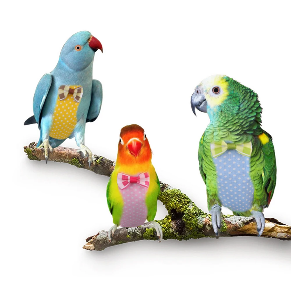 ПЭТ птица пеленки регулируемый Cockatiel Летающий костюм ручной работы попугай Милая одежда пилота S/M розовый желтый синий