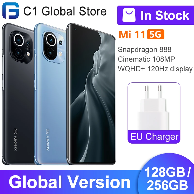 Versione globale Xiaomi Mi 11 Smartphone 8GB RAM 128GB ROM Snapdragon 888 Octa Core 55W Fast
