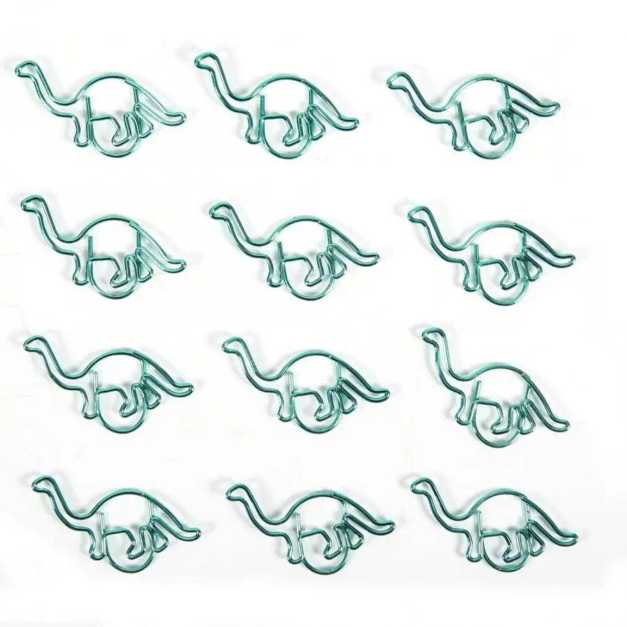 

12 Pcs Clip Dinosaur Shaped Color Coated Multi-Function Thickened Paper Clip 3x3cm