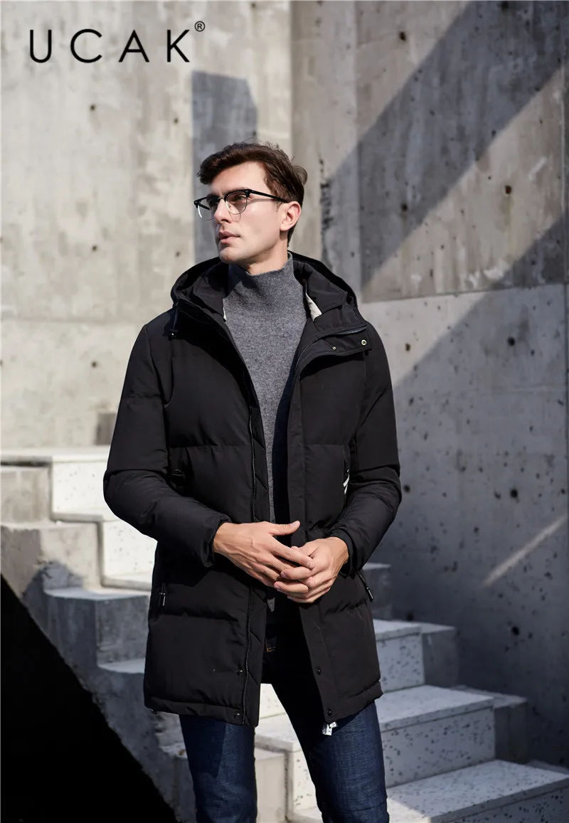 UCAK Brand Winter Jackets Men's Long Hooded Casual Polyester Streetwear Outwear Thick Warm New Fashion Clothing Men U8021