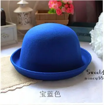 Blue Шляпа из чистой шерсти, шерстяная Ретро маленькая круглая Кепка, Мужская однотонная Корейская Стильная универсальная купольная Женская весенне-летняя ретро - Цвет: Blue