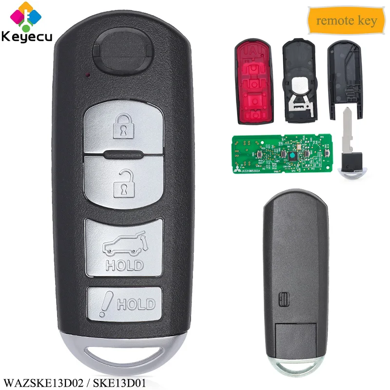 KEYECU Smart Remote Key - 4 кнопки FSK 315 МГц PCF7953P 49 Chip FOB для Mazda CX-9 CX5 SUV 2016 2017 2018 WAZSKE13D02 SKE13D01 |