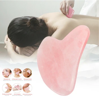 

Natural Rose Quartz Stone face massager gua sha Board Body Massager masajeador facial massagers jade face care Tool skincare