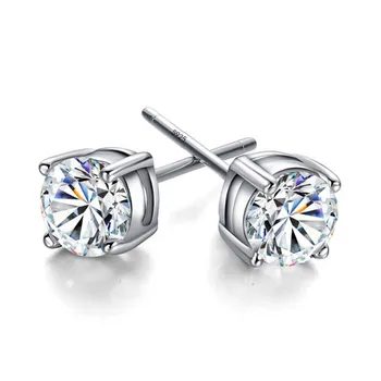 

4mm New silver earrings temperament wild fashion four claw zircon female ear jewelry