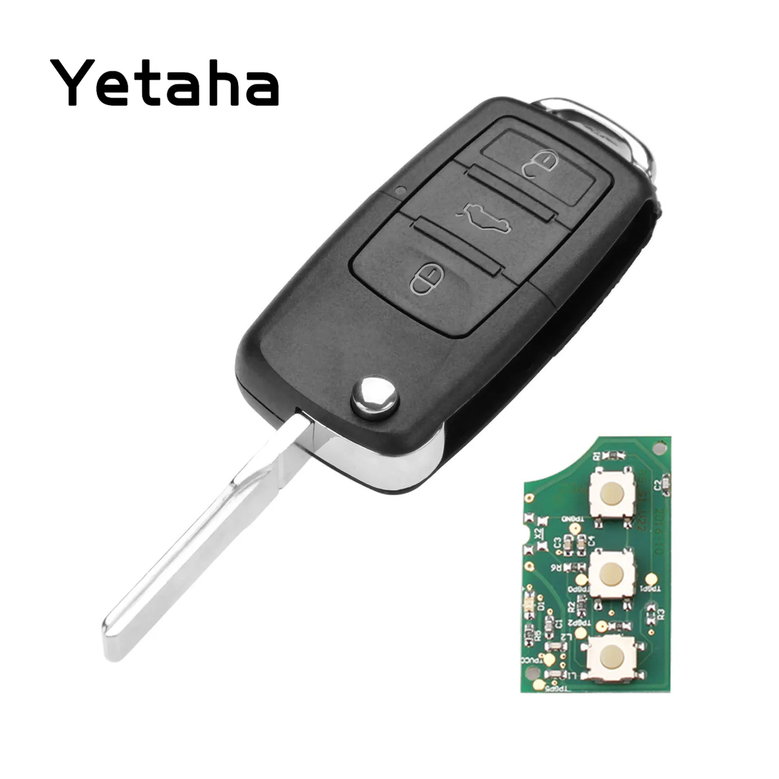 Смарт-ключ Yetaha 1K0959753G с чипом ID48 HU66 неразрезанное лезвие 3 кнопки для VW Caddy Golf Jetta