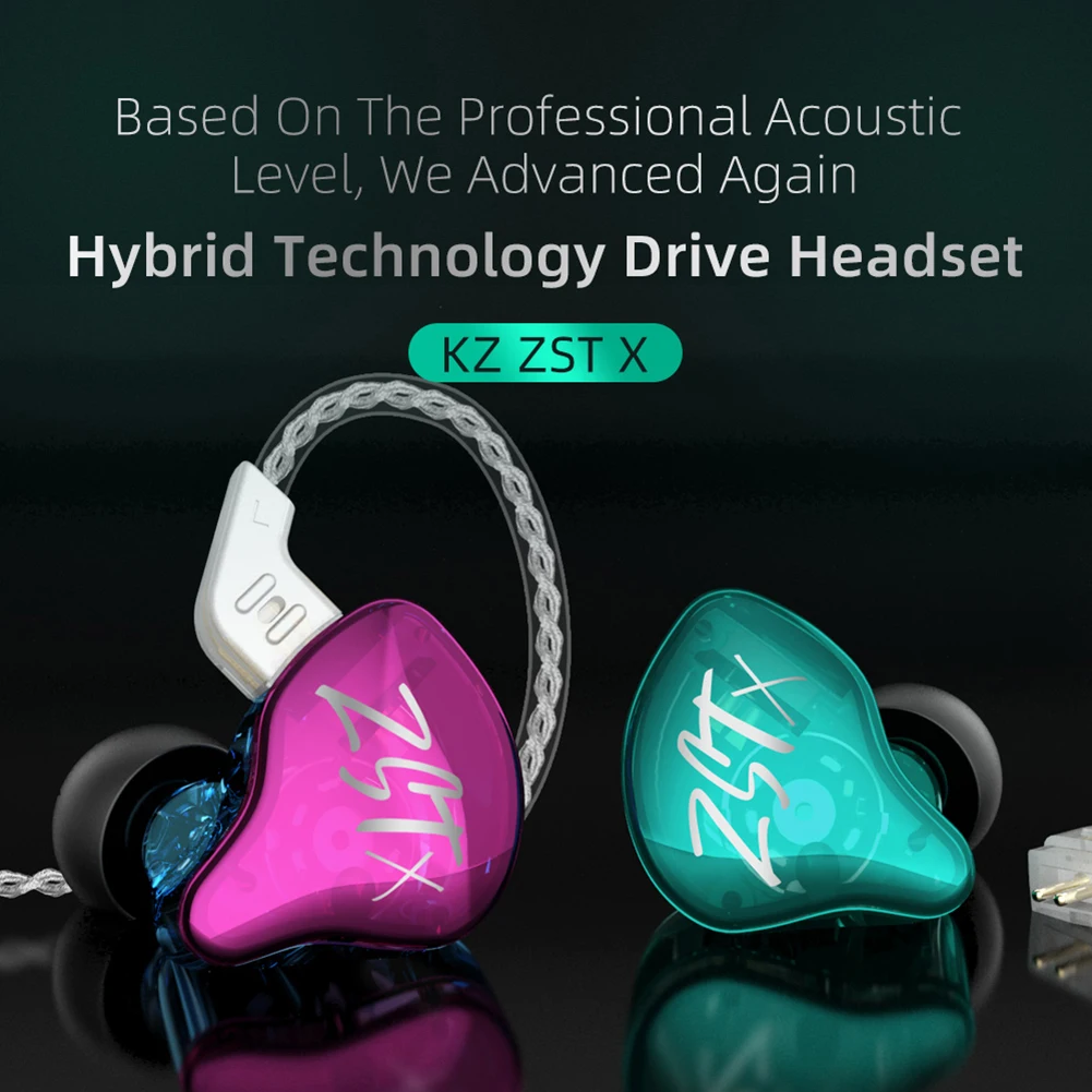 KZ ZST X 1BA + 1DD Гибридный блок в ухо наушники HIFI бас спортивные DJ с посеребренным