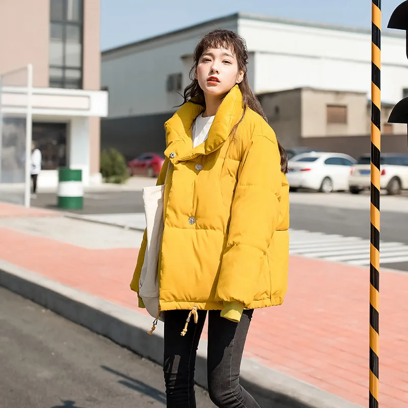 

Video Photo Shoot 2018 Autumn And Winter New Style Fold-down Collar Thick Loose-Fit down Coat Cotton-padded Clothes Students Sho