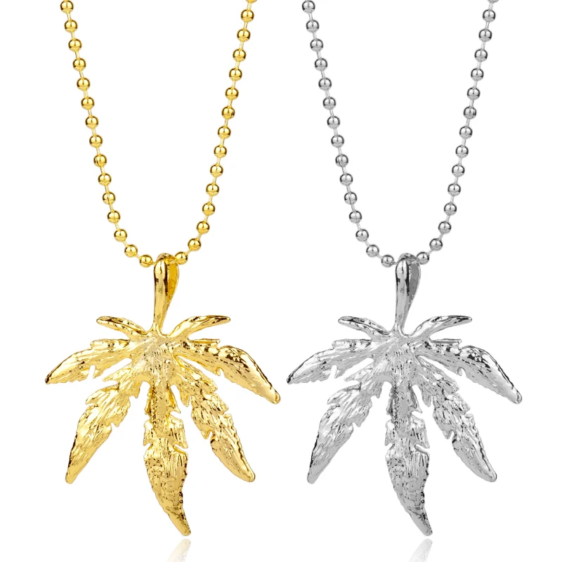 

New Design Necklace Iced Out Hip Hop Maple Leaf Pendant Necklace Gold Sliver Chain Necklace for Men Women Mujer Cool Gift