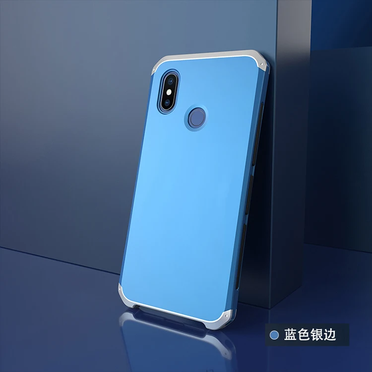 Текстурированная антиосенняя Металлическая Рамка PC задняя пластина для Xiao mi 8 mi 8 SE алюминиевый сплав Мобильный M8 SE бампер чехол с подарком - Цвет: Blue  Silver Side