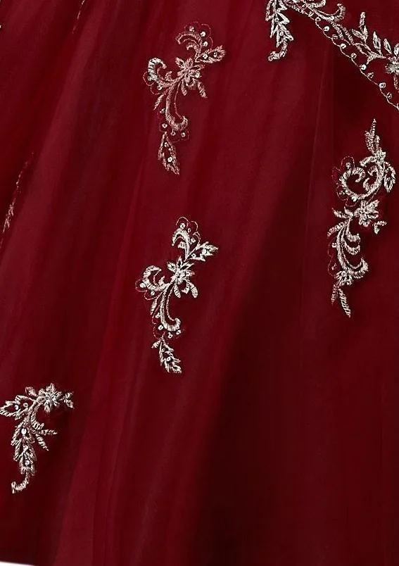 Burgundy Бордовые платья Quinceanera платье с открытыми плечами, украшенные стразами; Симпатичные туфли с аппликацией, без рукавов, бальное платье для девочек карнавальное платье для официального приема - Цвет: Burgundy