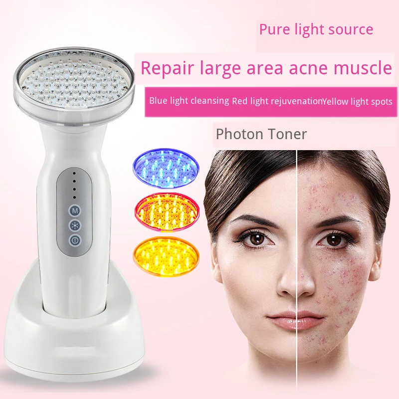 3 Color LED Photon Beauty Device Skin Rejuvenation Reduce Wrinkles Remove Freckle Introducting Port
