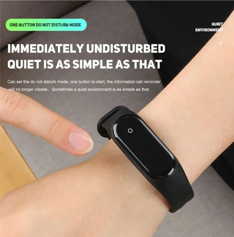 

Smart Watch Bracelet Fitness Tracker Blood Pressure HeartRate M4