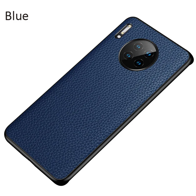 Личи кожаный чехол для huawei mate 30 Pro Бизнес защитный чехол - Цвет: Blue