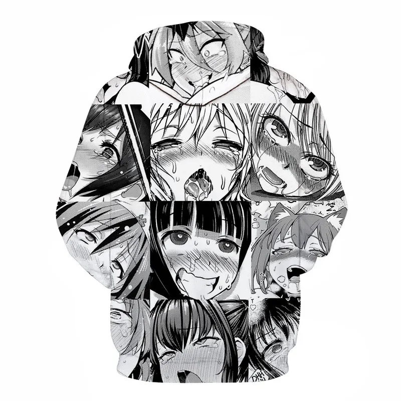 Забавная Толстовка Ahegao с принтом аниме для мужчин и женщин, уличная одежда с открытым ртом для мужчин, толстовки с длинными рукавами, мужской спортивный костюм, Прямая поставка