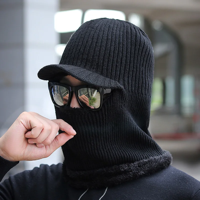 HC003-182Black GREENYU бренд акрил плюс бархат холодной защиты шапочки для мужчин в Skullies Открытый езда ветрозащитная мужская вязаная шапка - Цвет: HC003-182Black