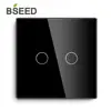 Bseed EU UK Standard Touch Switch Capacitive Luxury 1/2/3Gang 1Way Wall Switch Glass Panel Touch Light Switch Black White Gold ► Photo 1/6