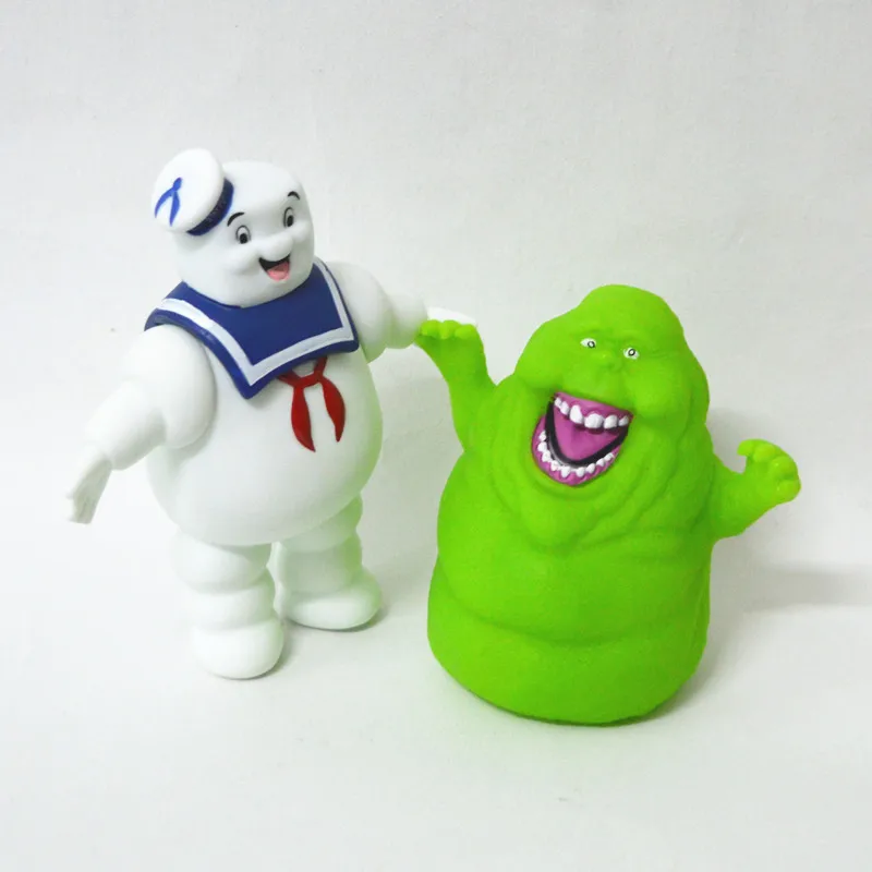 

2pcs/set Ghostbusters Stay Puft Marshmallow Man and Slimer PVC Action Figure Sailor Figuras Dolls Brinquedos Kids Friends Gift