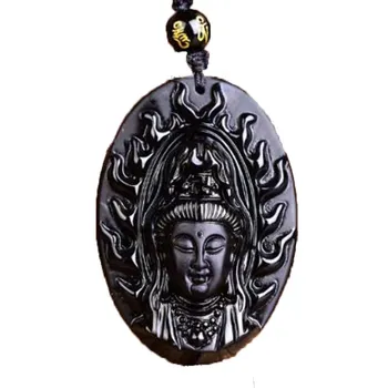 

Natural Obsidian Domineering Avalokitesvara Pendants Jewelry Fine Jewelry Lucky Exorcise evil spirits Amulet Pendant Jewelry