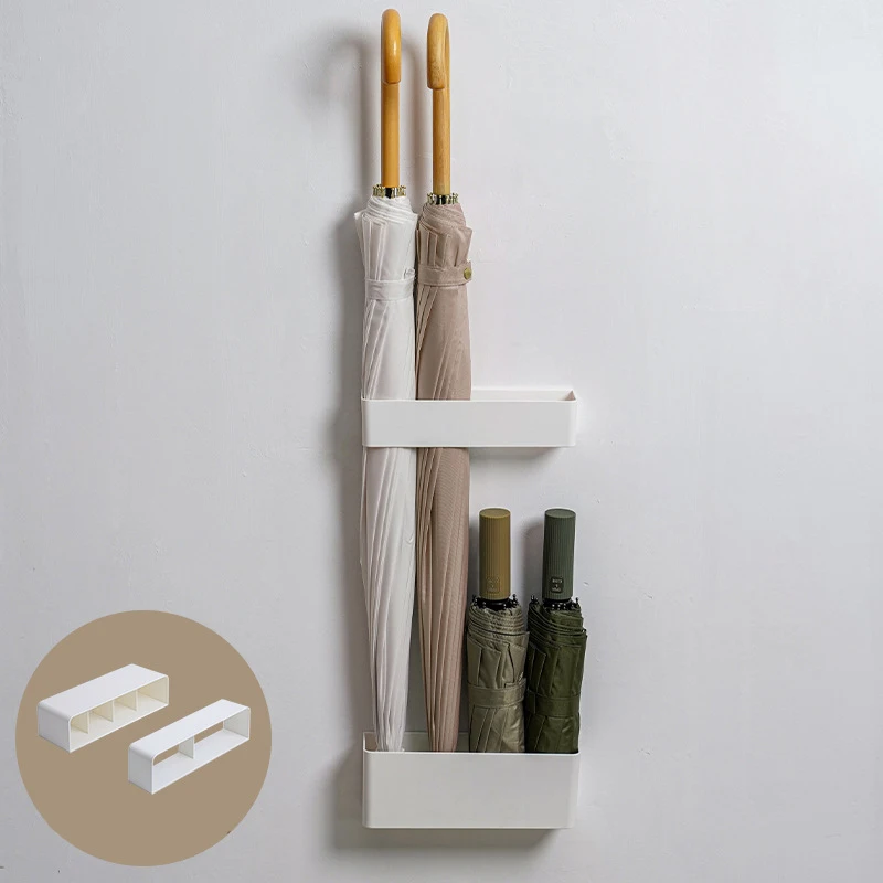 Nordic 2 PCS Wall-mounted Umbrella Storage Rack Home Decoration Adhesive Umbrella Clip Holder Racks Hanging Organizer